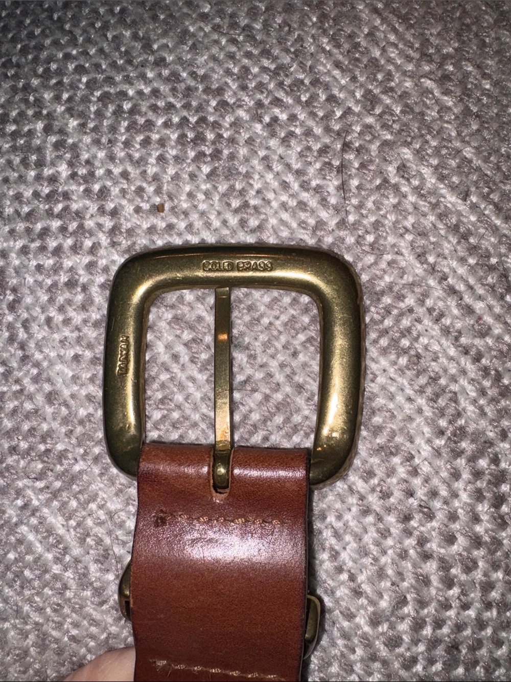 Vintage GAP Classic Brown Leather Men's Belt with Brass Buckle and brass keeper
